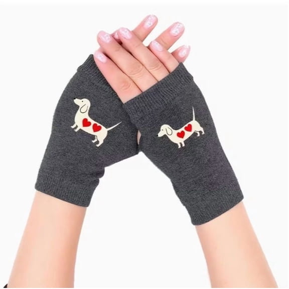 Shaggy Dog Fingerless Gloves - Cozy Stretch Gloves for Mobile Use - One Size Fits All