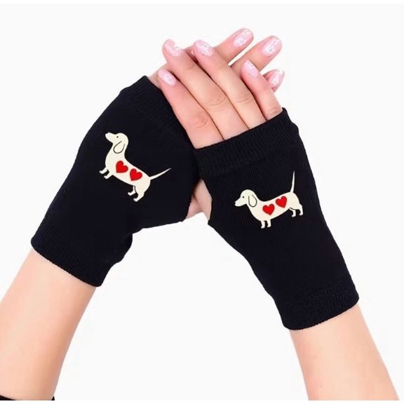 Shaggy Dog Fingerless Gloves - Cozy Stretch Gloves for Mobile Use - One Size Fits All
