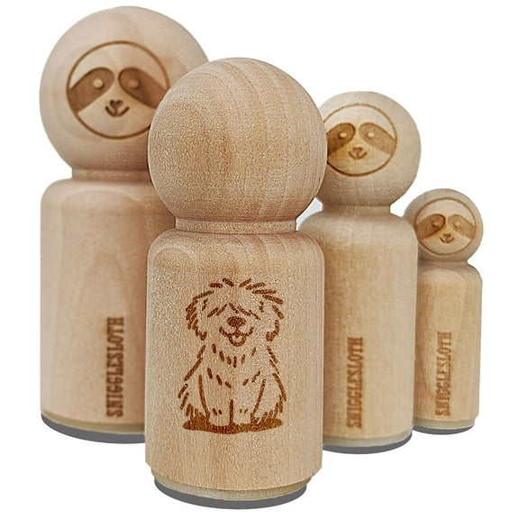 Shaggy Dog Sheepdog Sketch Fluffy Hairy Pet Rubber Stamp for Scrapbooking Crafting Stamping - Mini 1/2 Inch