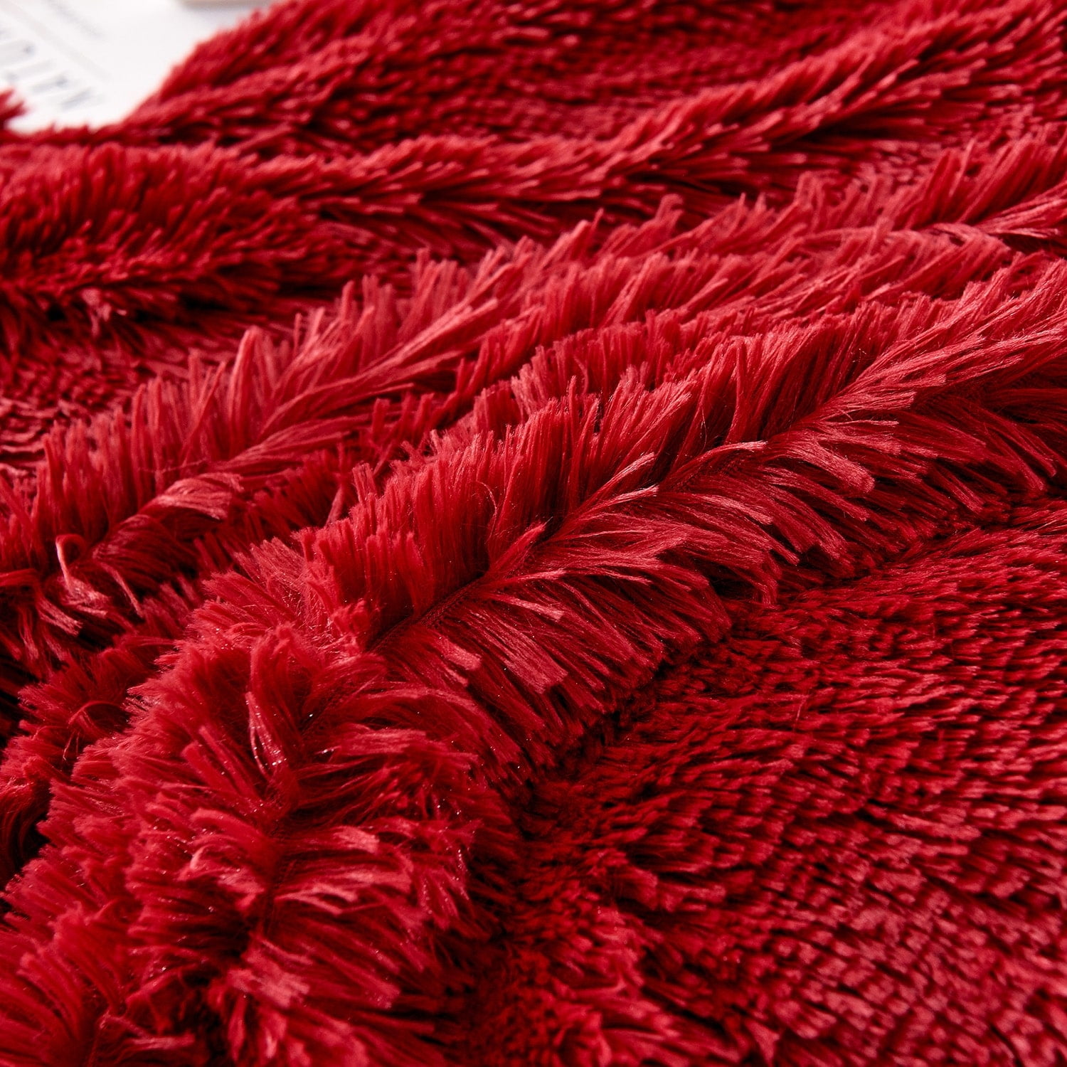 Burgundy Twin Shaggy Duvet Cover Set with Velvet Back