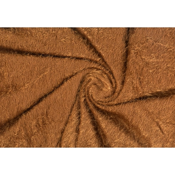 Shaggy Faux Fur Eyelash Fabric - Knit Fabric, Soft Plush Sewing Fabric (RUST, ByYard)