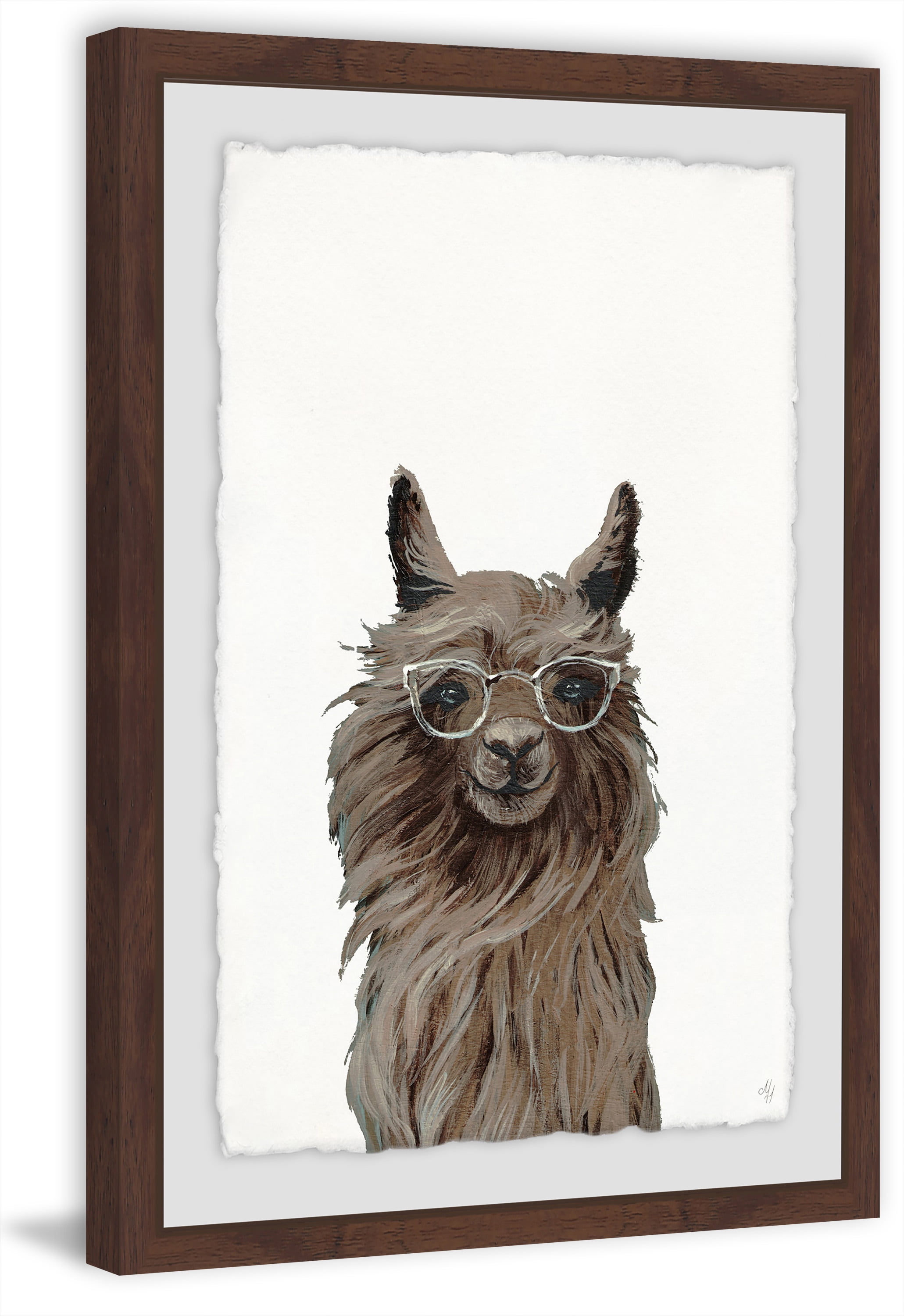 Shaggy Llama Framed Painting Art Print, 20.00" x 1.50"