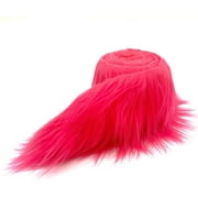 Shaggy Mohair Faux Fur Fabric Strips Ribbon, Pre Cut Roll, 2" Wide by 60" Long - Neon Pink