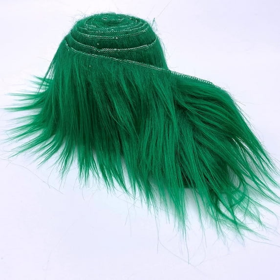 Shaggy Mohair Faux Fur Fabric Strips Ribbon, Pre Cut Roll, 6" Wide by 60" Long - Kelly Green