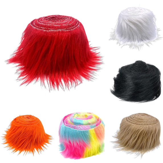 Shaggy Plush Fabric Precut Strips Plush Fabric Fuzzy Craft For Beard Hair Cosplay Decoration