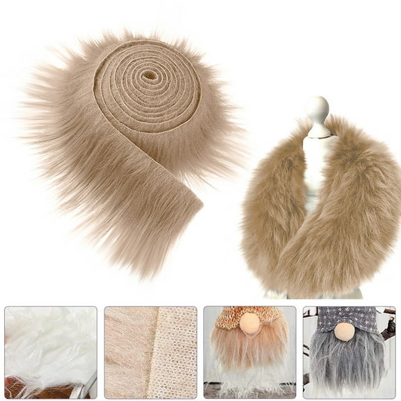 Shaggy Plush Faux Fur Fabric Precut Strips 2x60inch White Fur Fluffy Fuzzy Craft Fur for Gnomes Beard Santa Claus Hair Dwarf Cosplay Costume DIY Craft Christmas Decoration,Khaki