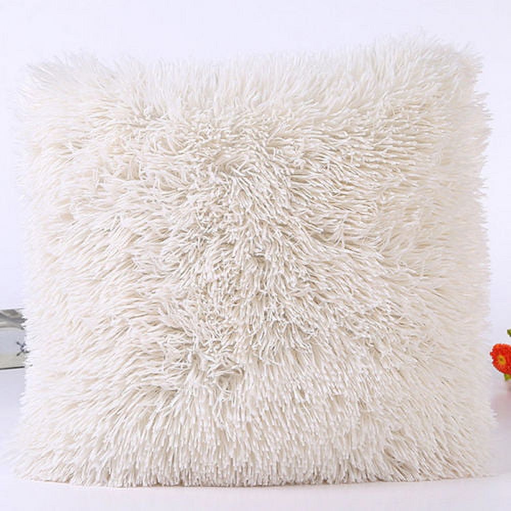 Shaggy Plush Faux Fur Throw Pillow Covers Fuzzy Decorative Pillow Case