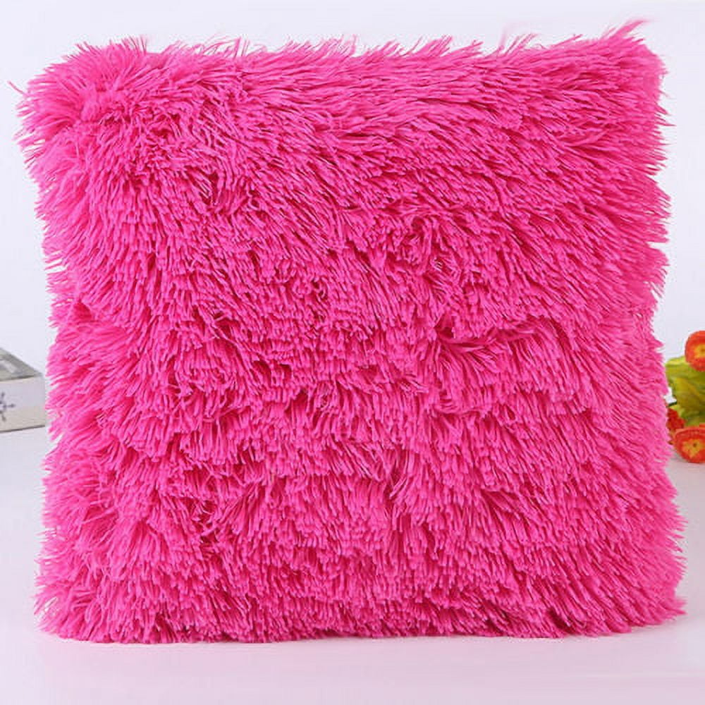 Shaggy Plush Faux Fur Throw Pillow Covers Fuzzy Decorative Pillow Case