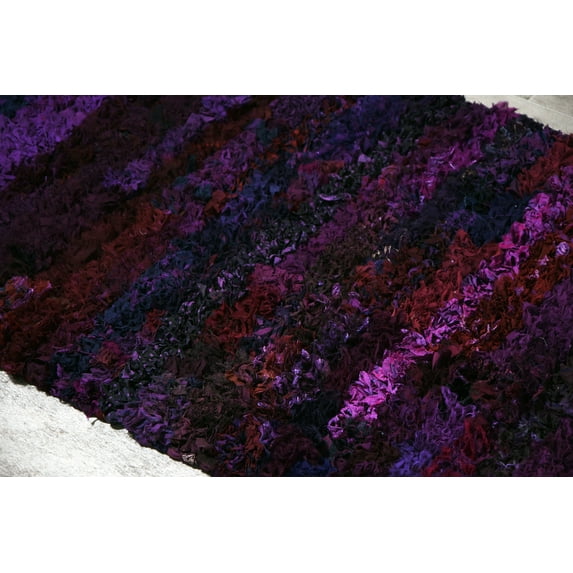 Shaggy Rugs 3x5 ft Area Rug Soft Shag Multi Color Purple Handwoven Carpet (36''x 60'') Bedroom Kidsroom Living Room Indoor Rug by MystiqueDecors