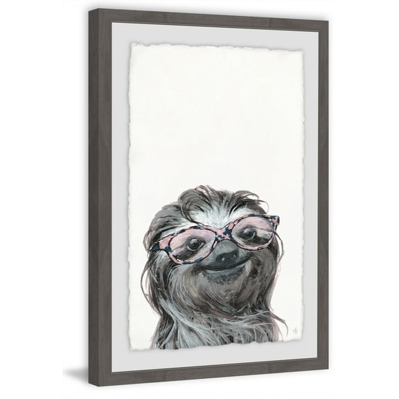 Shaggy Sloth Framed Painting Art Print, 12.00" x 1.50"
