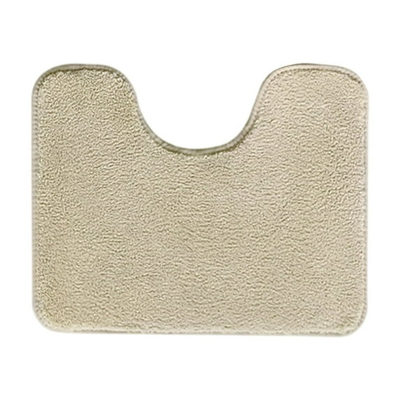 Shaggy Toilet Bath Mat U-Shaped Contour Rugs for Bathroom, Soft and Comfortable, Maximum Absorbent, Dry Quickly, Non-Slip, Machine-Washable (20 x 20 inch, Beige)