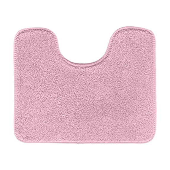 Shaggy Toilet Bath Mat U-Shaped Contour Rugs for Bathroom, Soft and Comfortable, Maximum Absorbent, Dry Quickly, Non-Slip, Machine-Washable (20 x 20 inch, Pink)