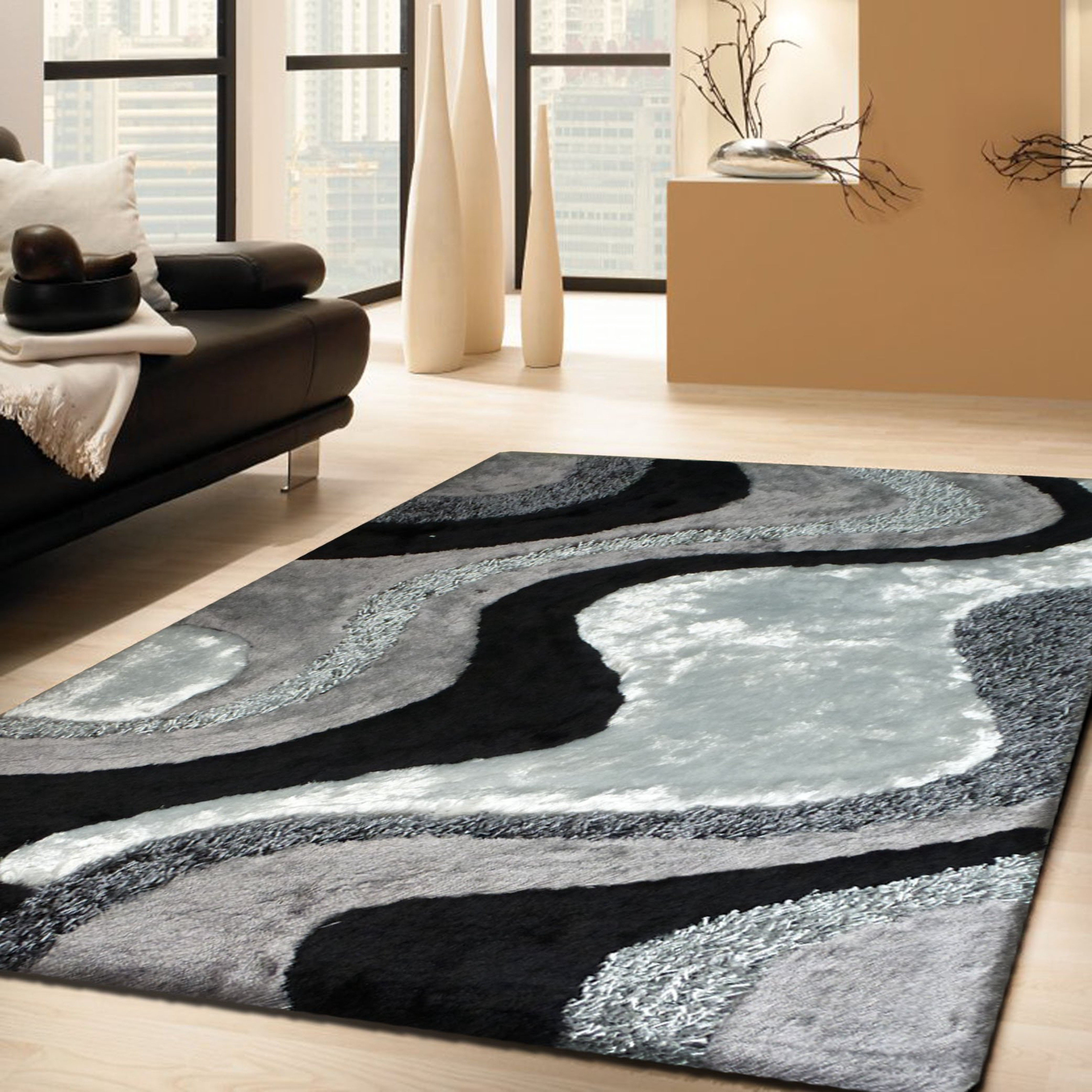 Shiny Rug Luxury Shag Viscose Shiny Design Plush Area Rug/ Carpet - Walmart.com