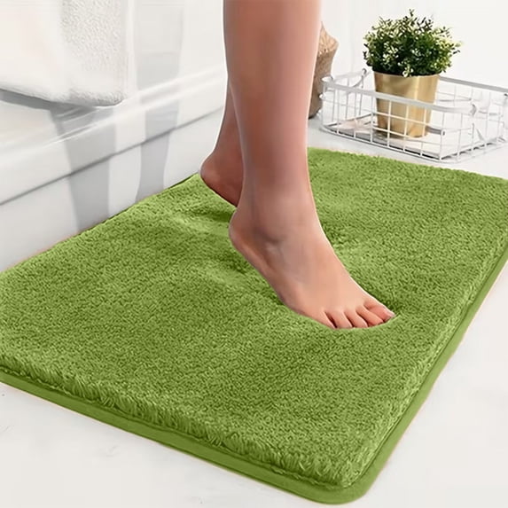 Shaggys Bath Mat Soft Microfiber Shower Rug Non Slip Absorbent Quickly Dry Washable Floor Carpet for Bathroom Bedroom 15.7x23.6in Green