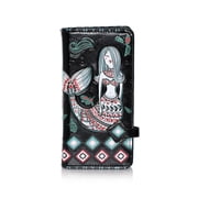 Shagwear Mermaid Garden Pattern Large Zipper Womens Wallet Black Faux Leather, Adult