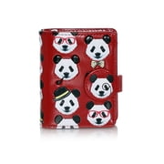 Shagwear Panda Repeat Pattern Small Zipper Womens Wallet Red Faux Leather, Adult