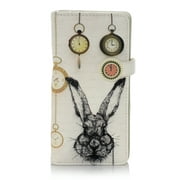 Shagwear Pocket Watch Rabbit Pattern Large Zipper Womens Wallet Cream Faux Leather, Adult