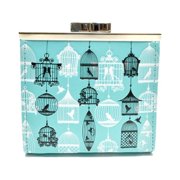 Shagwear Vintage Bird Cages Small Aqua Blue Coin Purse Wallet