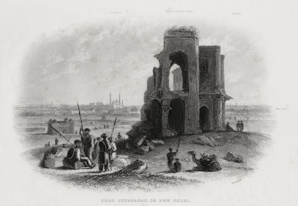 Shah Jehanabad Or New Delhi India From A 19Th Century Engraving By Brandard Canvas Art - Ken Welsh Design Pics (18 x 12)