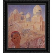 Shah i Zinda 20x20 Black Ornate Wood Framed Canvas Art by Petrov Vodkin, Kuzma