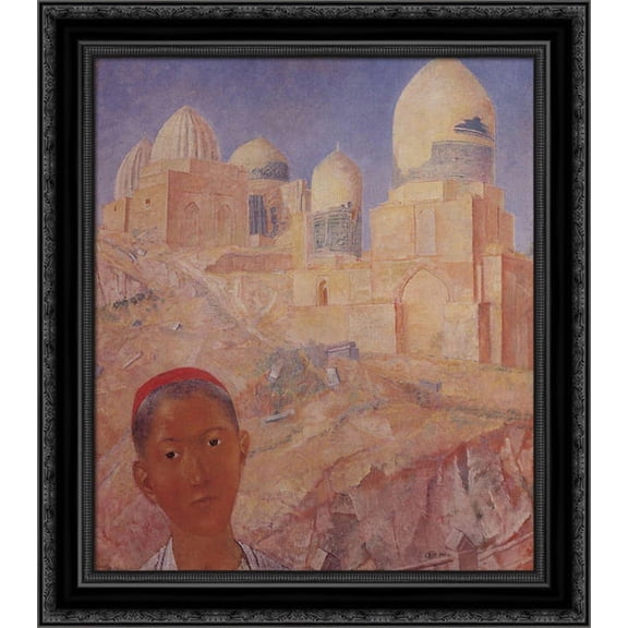 Shah i Zinda 20x20 Black Ornate Wood Framed Canvas Art by Petrov Vodkin, Kuzma