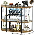 thumbnail image 1 of Shahoo Bar Cabinet with Power Outlet and LED Lights, Freestanding Wine Table with Racks and Shelves, for Liquor and Glasses, for Home and Kitchen, Retro, 1 of 14