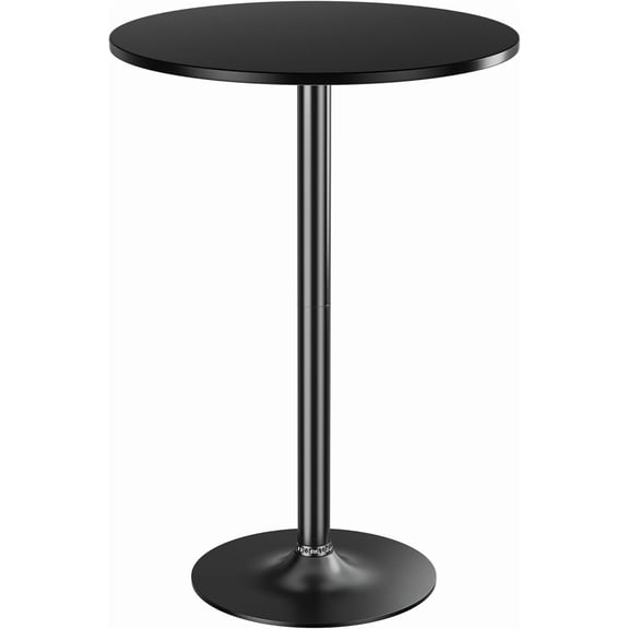 Shahoo Round Bar Table, Cocktail Table with Metal Base & MDF Top, Counter Height Pub Table for Dining Room, Living Room, Kitchen, Bar, Pub, Cafe, Black