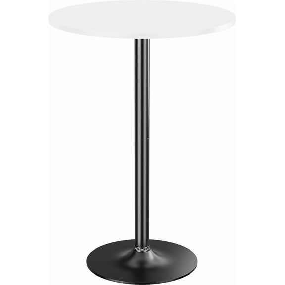 Shahoo Round Bar Table, Cocktail Table with Metal Base & MDF Top, Counter Height Pub Table for Dining Room, Living Room, Kitchen, Bar, Pub, Cafe, White