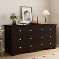 thumbnail image 1 of Shahoo Wood Dresser for Bedroom, Wide Chest of Drawers with 6 Drawers,Storage Tower Unit, Modern Closet Store Organizer for Living Room, Hallway (Brown), 1 of 6