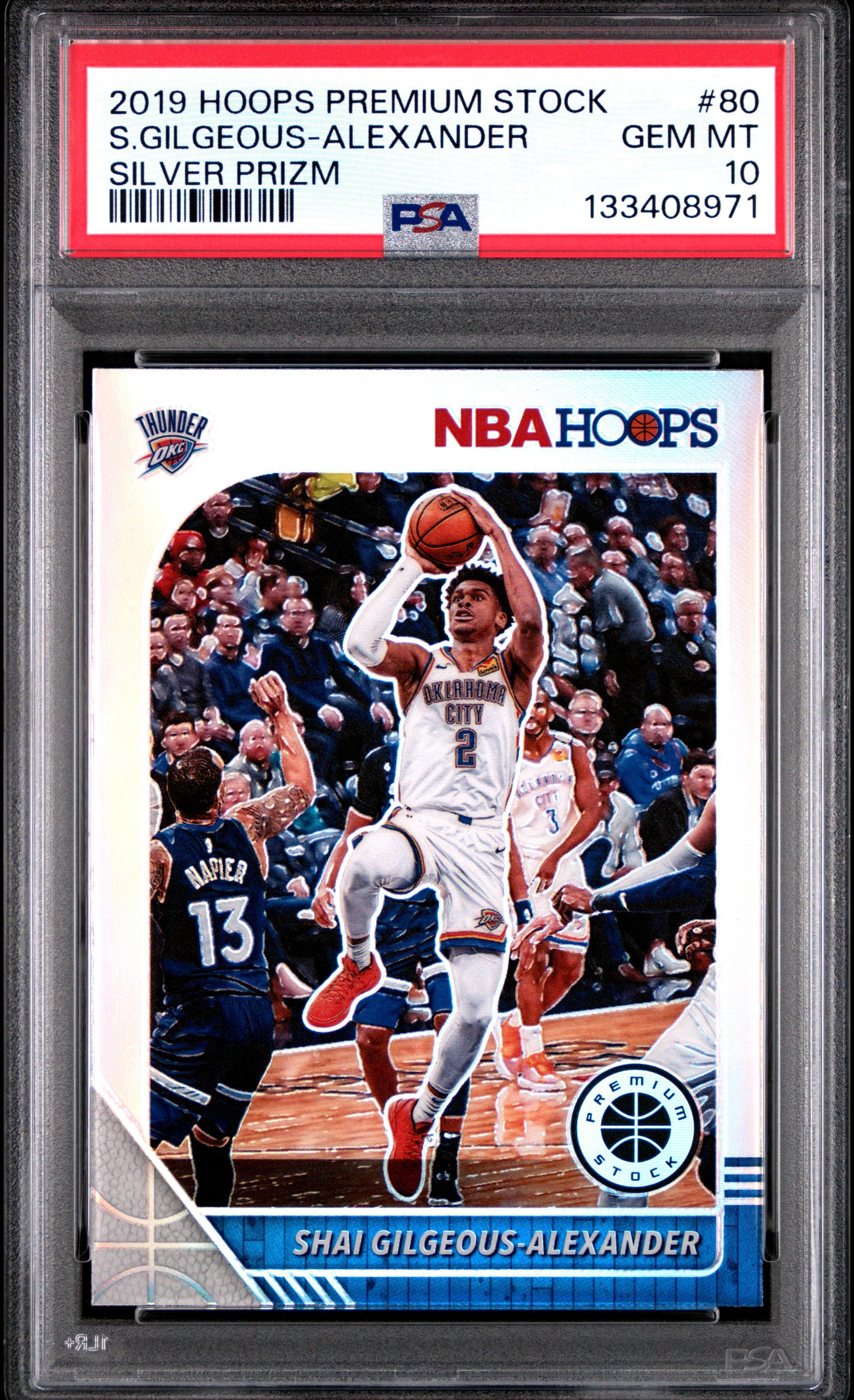 Shai Gilgeous-Alexander 2019 Hoops Premium Stock Silver Prizm Basketball Card #80 Graded PSA 10 Cert #133408971