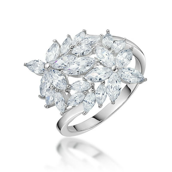Shai Lynn Engagement Ring Marquise Flower Silver Cz Womens Ginger Lyne Collection