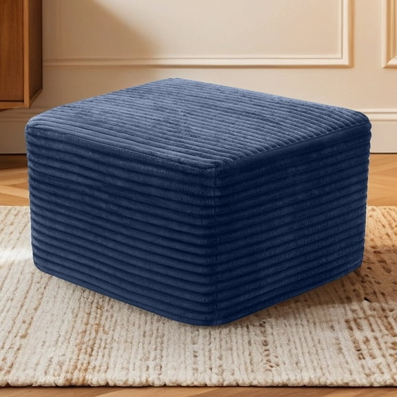 Shaiaield 27.6" Boneless Modular Ottoman for Couch,Blue Corduroy Ottoman,Square Foot Rest for Couch Living Room