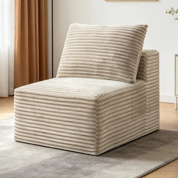 Shaiaield 29" Camel Single Sofa Chair with a Large Backrest Pillows,Modern Small Boneless Couch Chair,Upholstered Corduroy Couch for Living Room