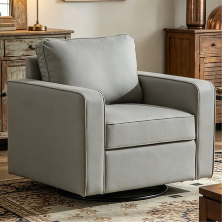 Shaiailed 33" Gray Swivel Chair with Hidden Storage,Modern Swivel Accent Chair with 360 Degree Rotating Design,Upholstered Armchair,Single Sofa Chair for Living Room