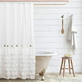 thumbnail image 1 of Shaina White Farmhouse Shower Curtain 72 x 72 with Shabby Chic Ruffles and French Country Style Buttons - Modern Farmhouse Fabric, 1 of 5