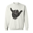 thumbnail image 1 of Shaka Hand Sign Sweatshirt Men - Men Sweatshirt, White, Large, 1 of 4