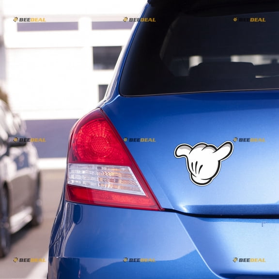 Shaka Hang Loose Cartoon Style Car Magnet Magnetic Sticker Decal - 2 Pack Reflective 4" - for Truck Door Fridge Reusable Waterproof