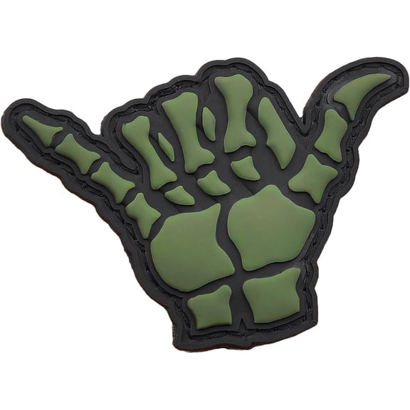Shaka Hang Loose PVC Patch Compatible with Velcro Funny Patches (Green)