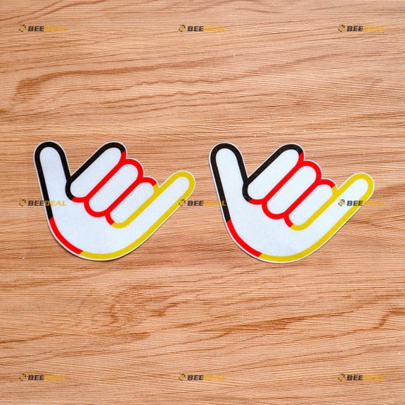 Shaka Sign Hang Loose German Flag Sticker Decal Vinyl Germany - 2 Pack Reflective 4" - For Car Boat Laptop Cup