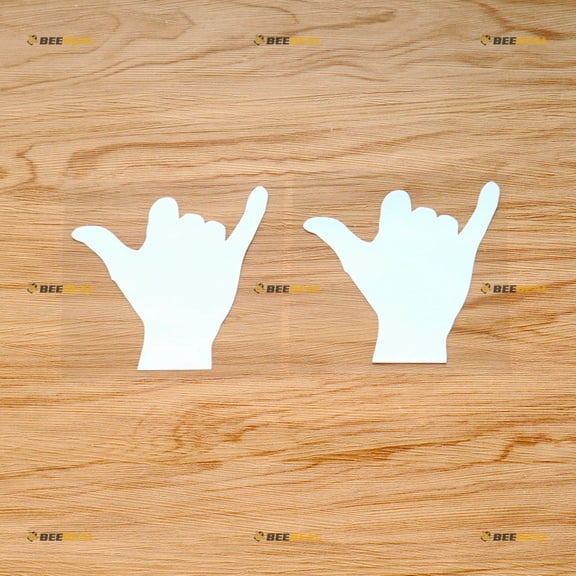 Shaka Sign Hang Loose Hawaii Sticker Decal Vinyl - 2 Pack White 4" - For Car Boat Laptop Cup No Background Die-cut