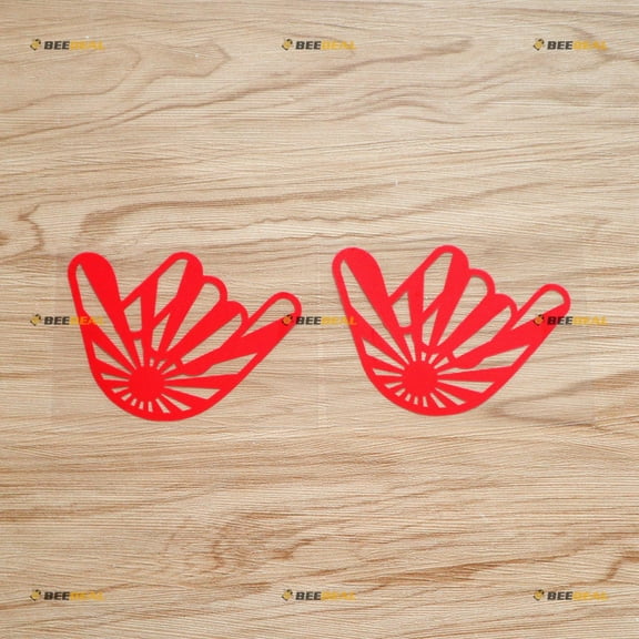 Shaka Sign Hang Loose Japanese Rising Sun Flag Sticker Decal Vinyl JDM - 2 Pack Red 4" - Fit for Honda Toyota Mazda Subaru Nissan Car Truck