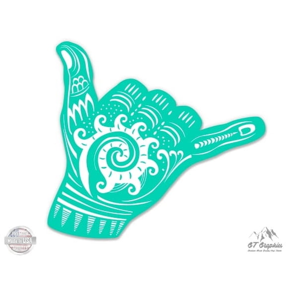 Shaka Surf Blue - 3" Vinyl Sticker - For Car Laptop I-Pad Phone Helmet Hard Hat - Waterproof Decal