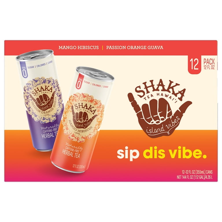 Shaka Tea Variety Pack, 12 Fl Oz, Mango Hibiscus, Passion Orange