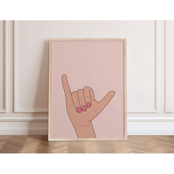 Shaka Wall Art, Cute Preppy Room Decor, Hang Loose Print, Cute Surf Art, Shaka Wall Art, Preppy Wall Art Home Decor #45, Unframed Canvas Size 24x36