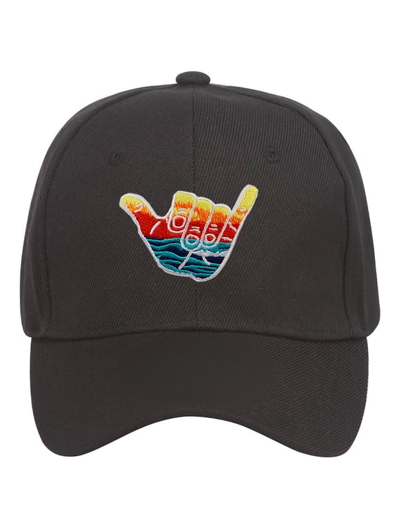 Shaka Waves Surf Hat - Hook and Loop Cap For Men, Black