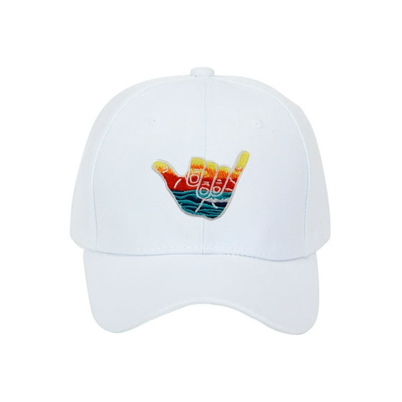 Shaka Waves Surf Hat - Hook and Loop Cap For Men, White