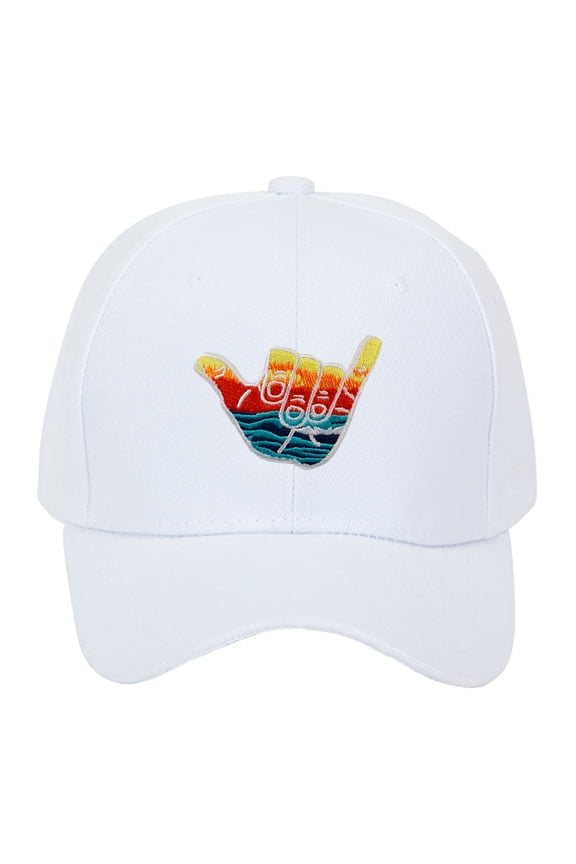 Shaka Waves Surf Hat - Hook and Loop Cap For Men, White