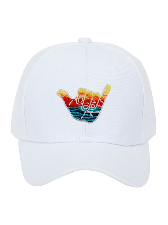 Shaka Waves Surf Hat - Hook and Loop Cap For Men, White