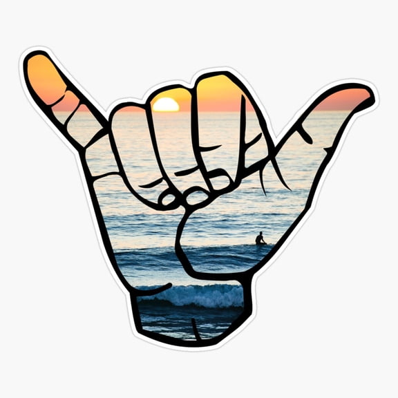 Shaka Waves Surf Lifestyle Sticker