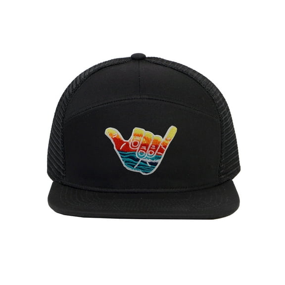 Shaka Waves Surf Trucker Hat - 7 Panel Cap For Men , Black
